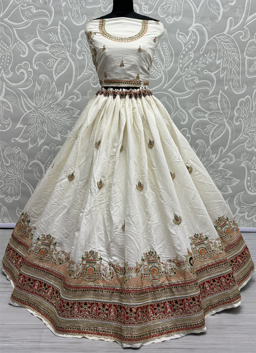 White Silk Heavy Designer Lehenga Choli Set