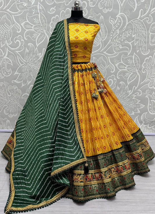 Mustard Crepe Cotton Lehenga Choli for Festival