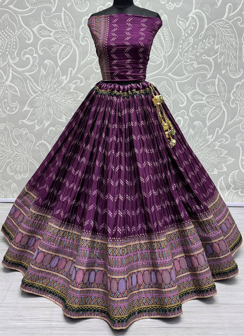 Purple Chinnon Lehenga Choli for Festival