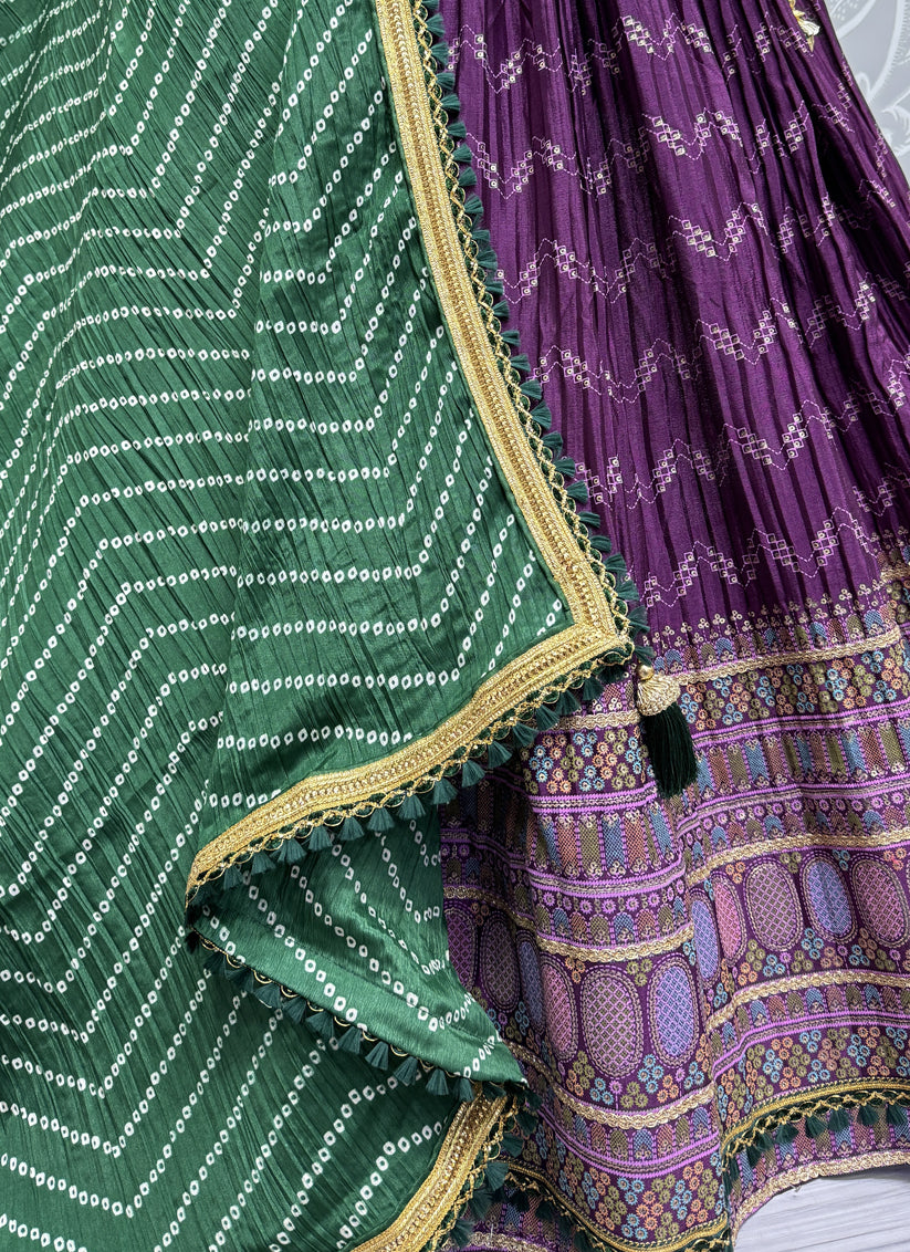 Purple Chinnon Lehenga Choli for Festival