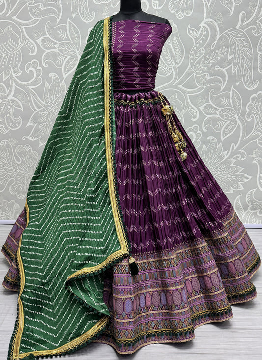 Purple Chinnon Lehenga Choli for Festival