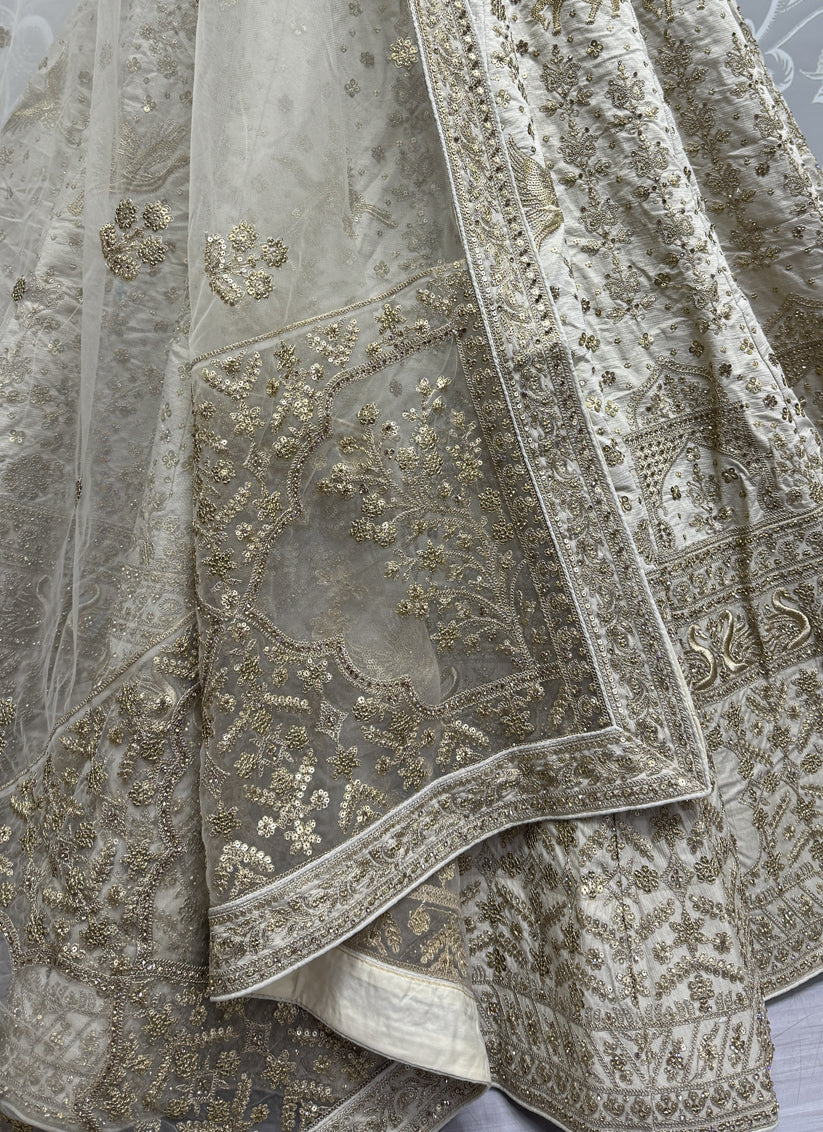 Beige Heavy Silk Embroidered Designer Lehenga Choli