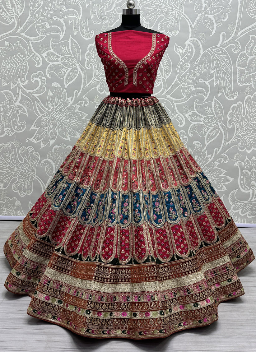 Rani Pink Silk Embroidered Designer Lehenga Choli