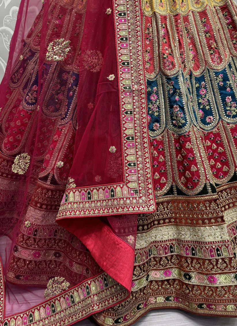 Rani Pink Silk Embroidered Designer Lehenga Choli