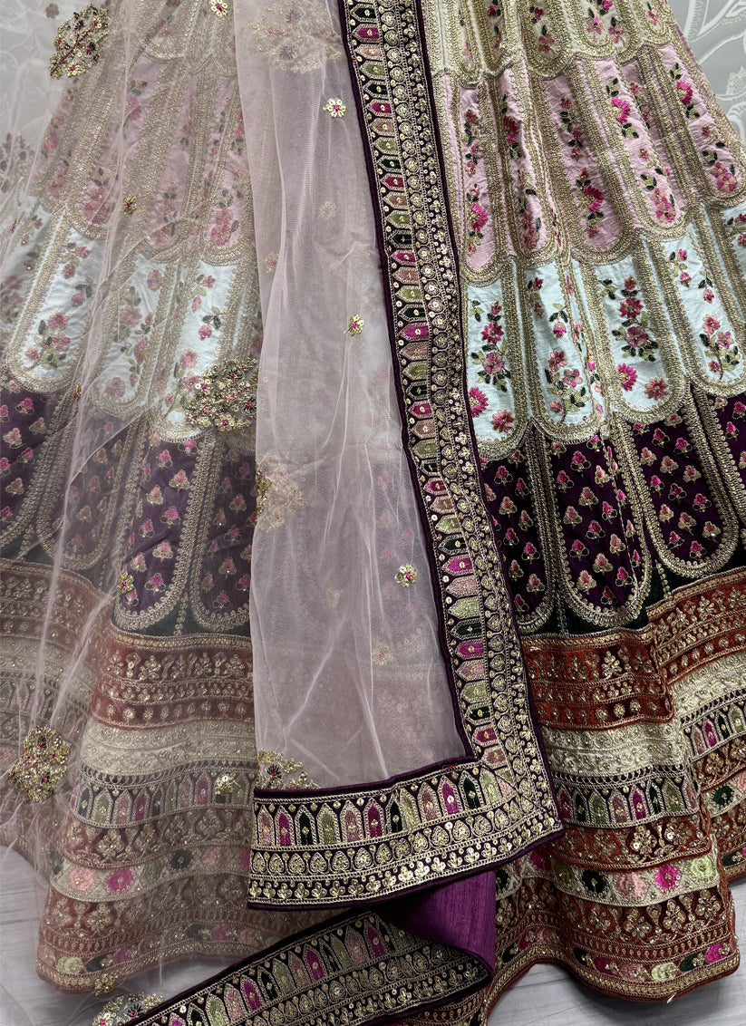 Purple Silk Embroidered Designer Lehenga Choli