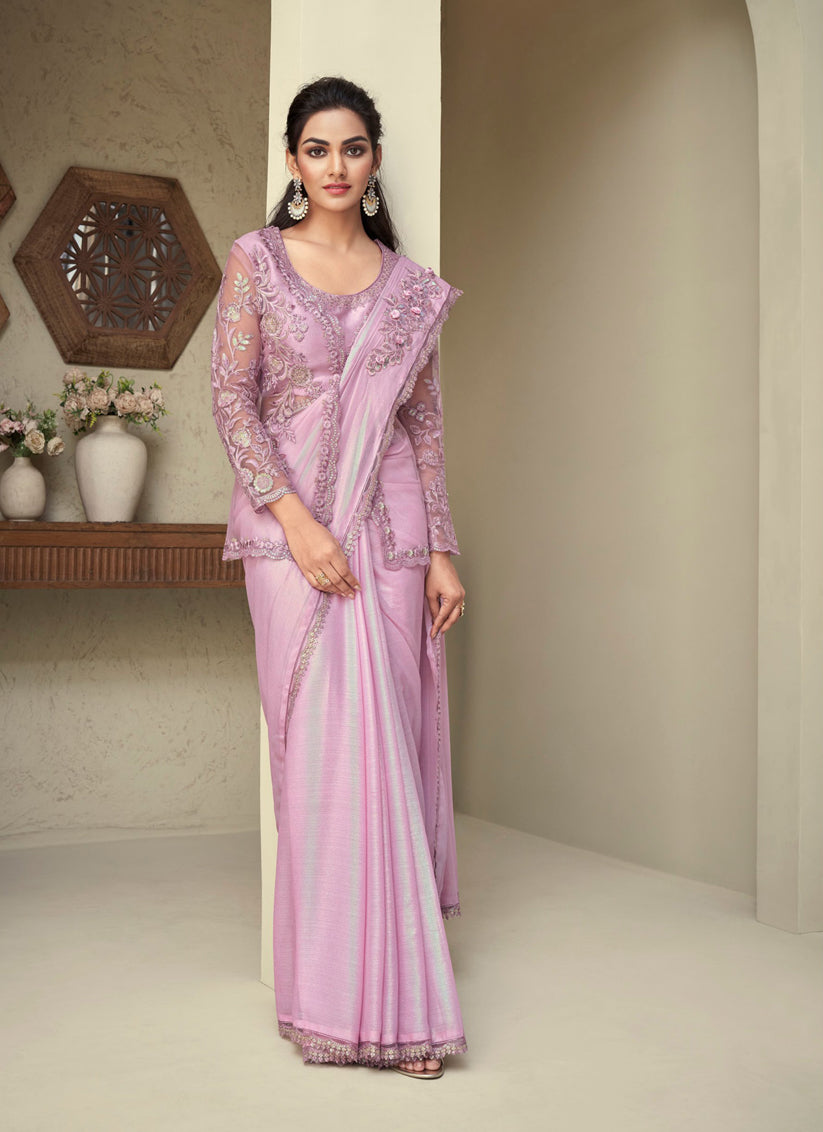 Rose Pink Designer Saree