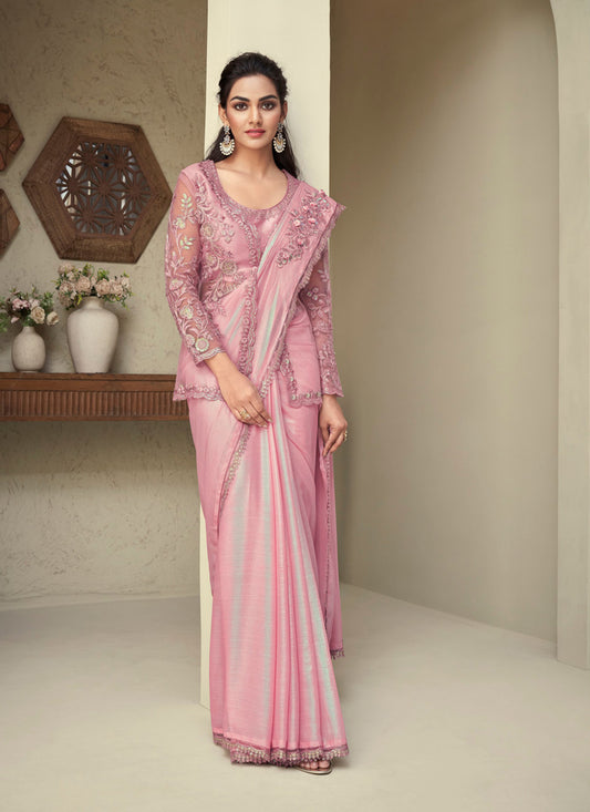 Carnation Pink Designer Saree