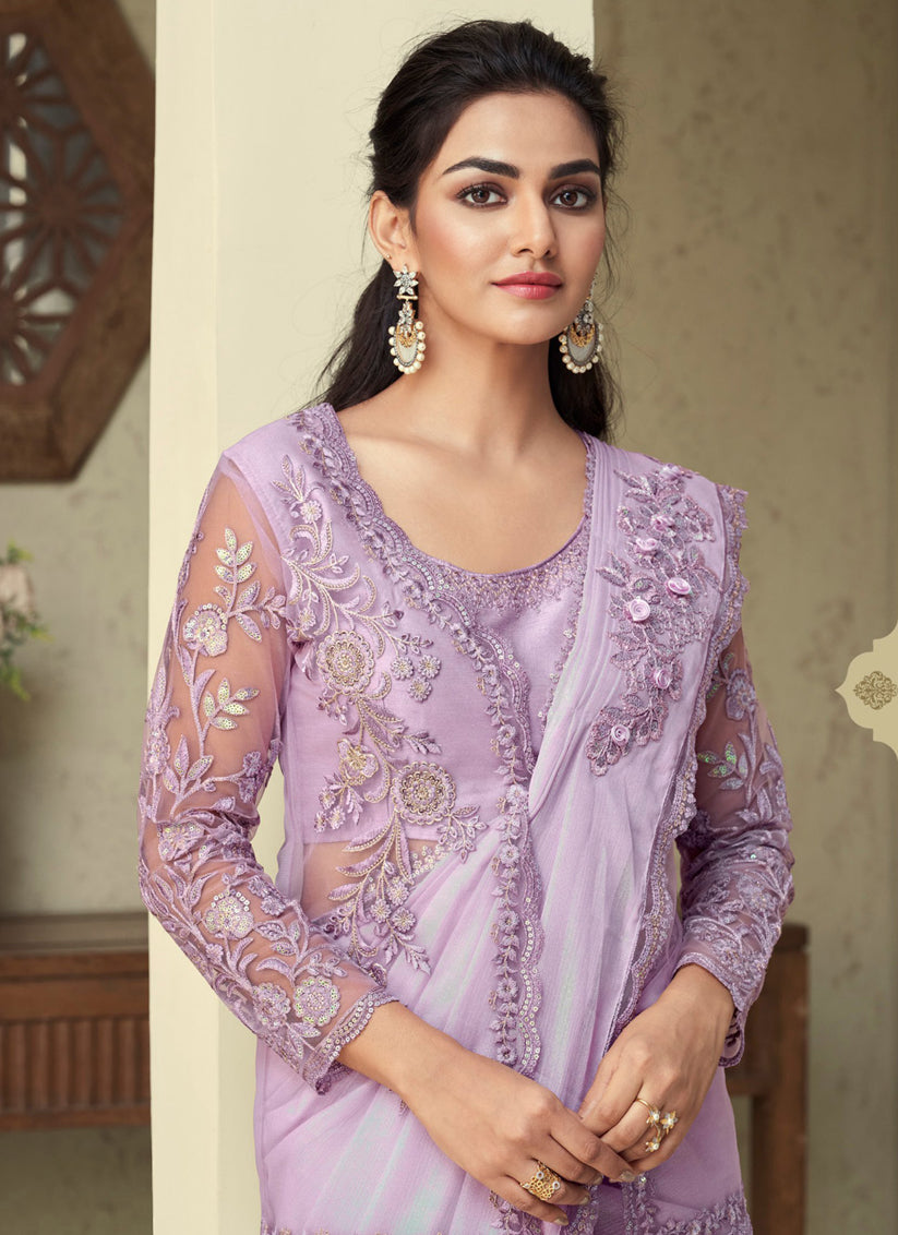 Lavender Designer Saree