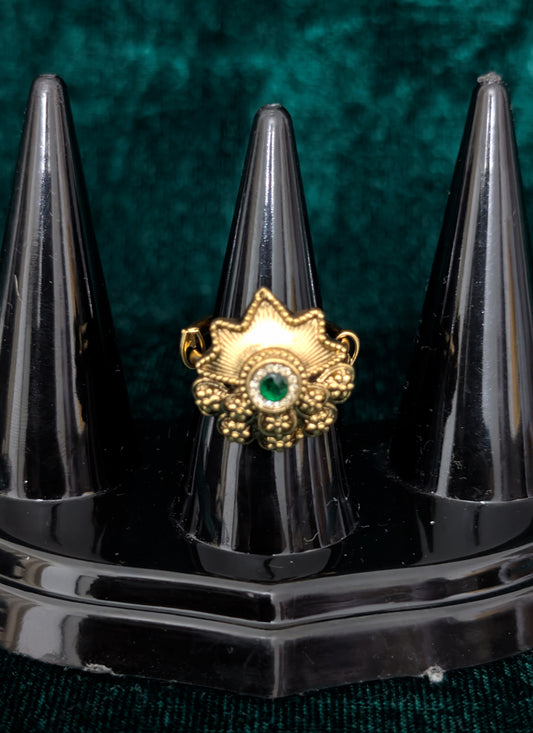 Green Diamond & Gemstone Ring For Women