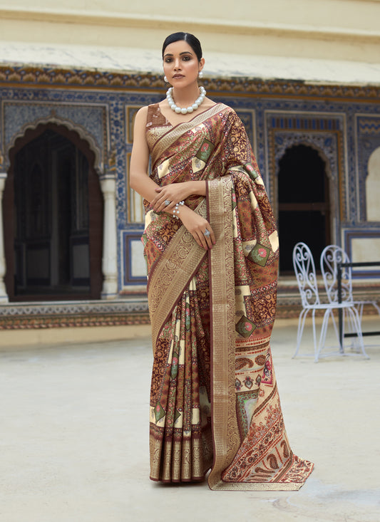 Beige Dola Viscose Partywear Saree