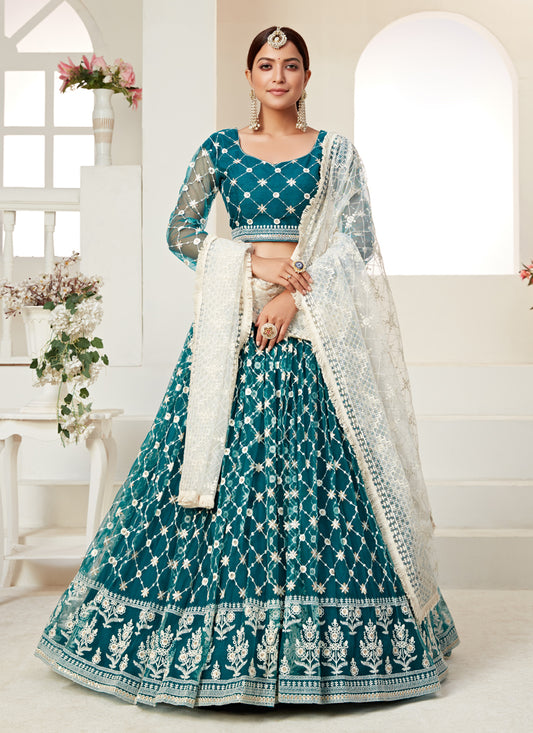 Morpich Net Embroidered Designer Lehenga Choli