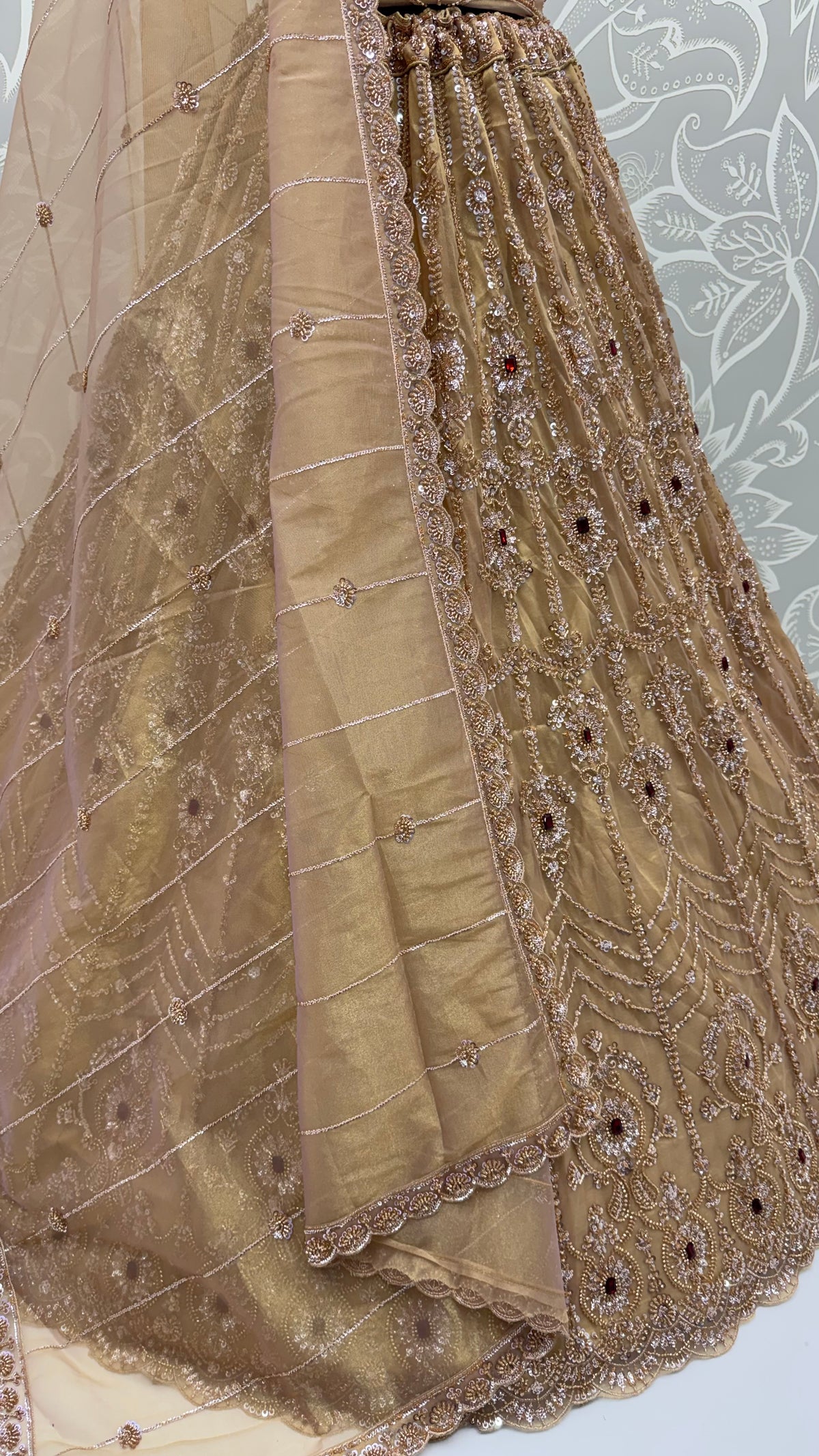 Beige Heavy Bridal Embroidered Lehenga Choli