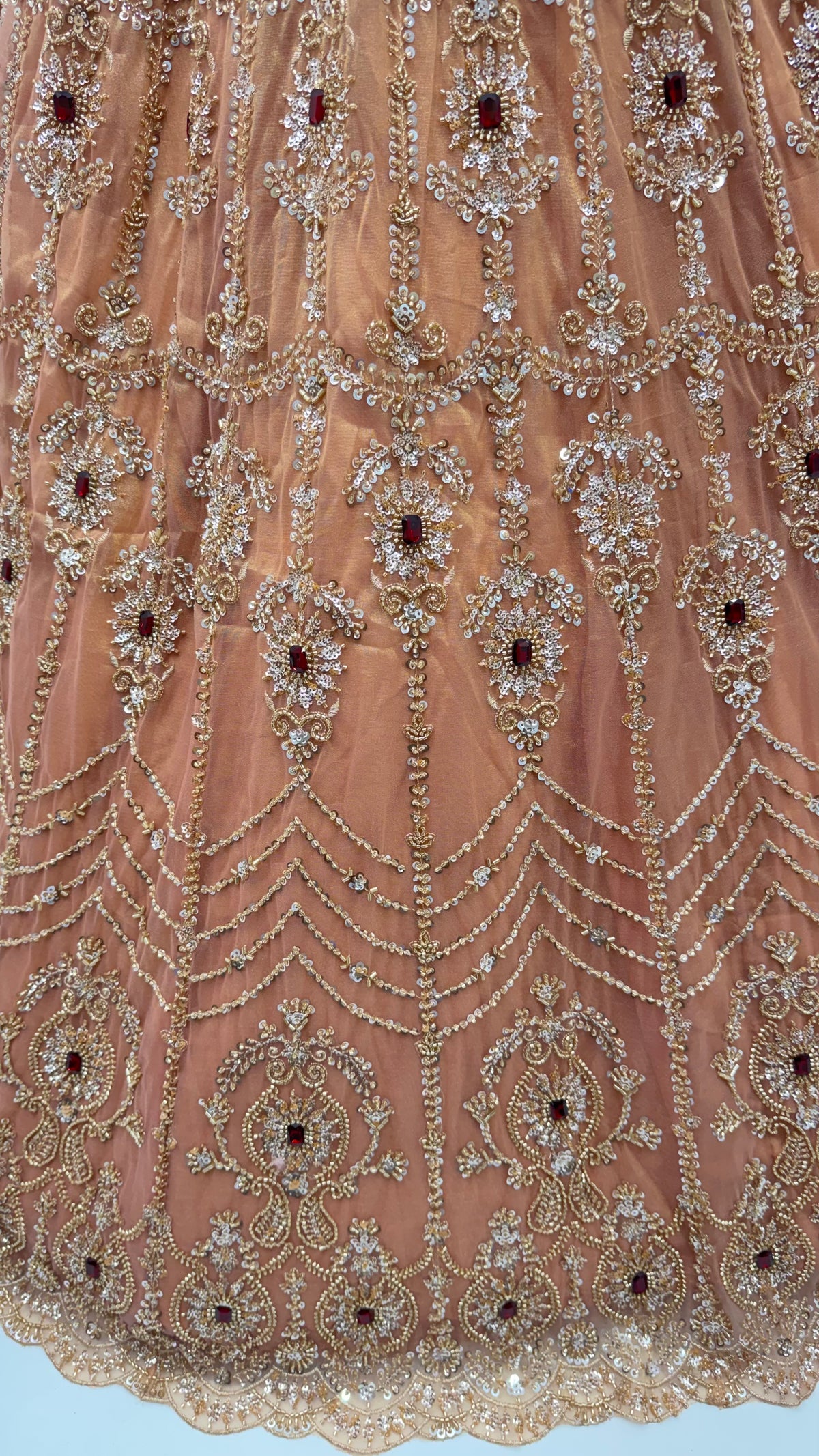 Peach Heavy Wedding Wear Embroidered Lehenga Choli