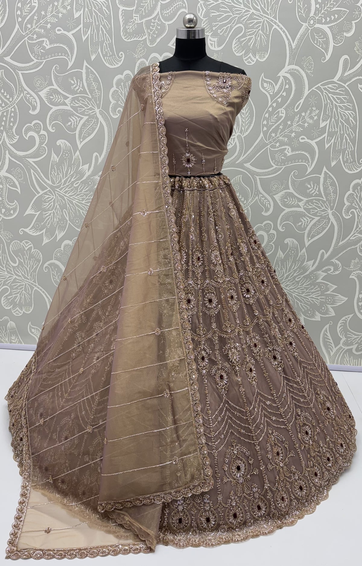 Dusty Heavy Bridal Embellished Lehenga Choli with Handwork