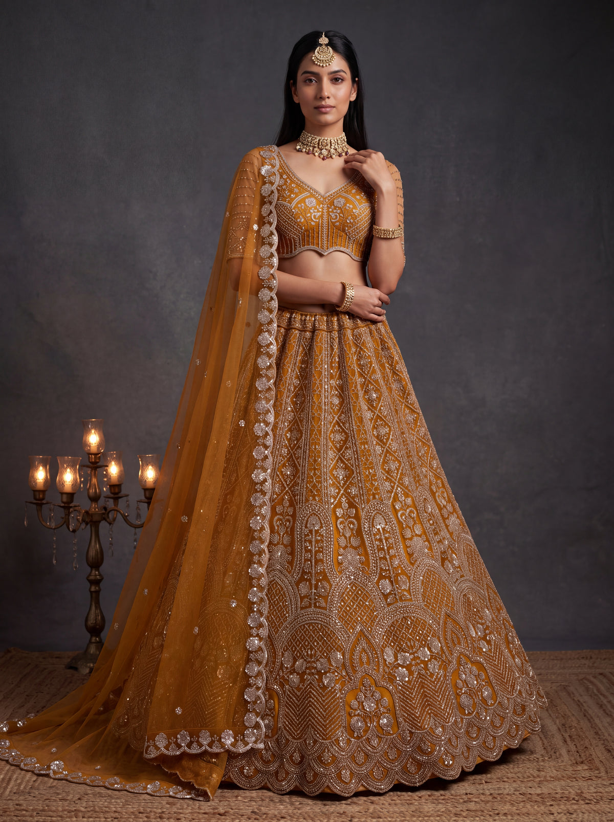 Elegant Rust Designer Wedding Wear Lehenga Choli