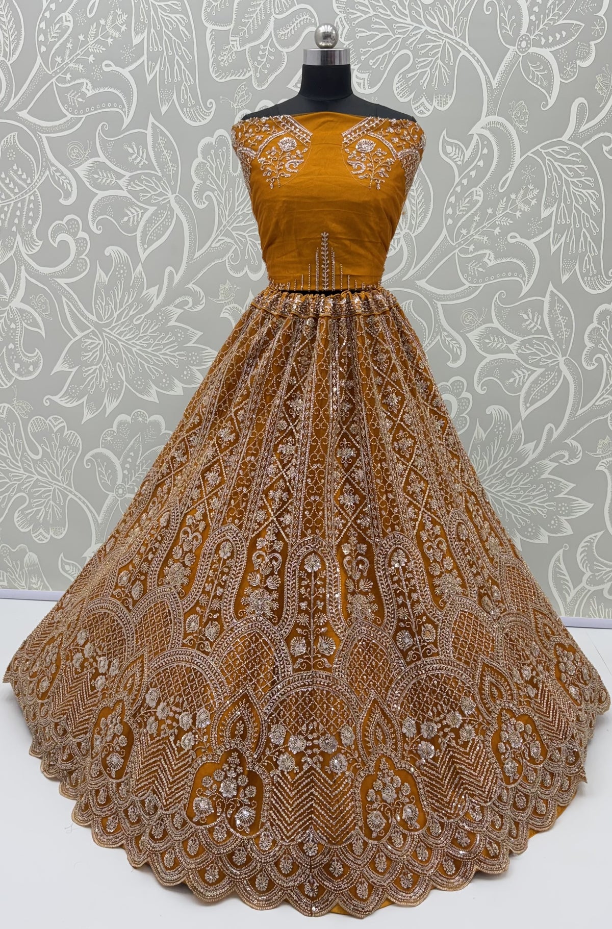 Elegant Rust Designer Wedding Wear Lehenga Choli