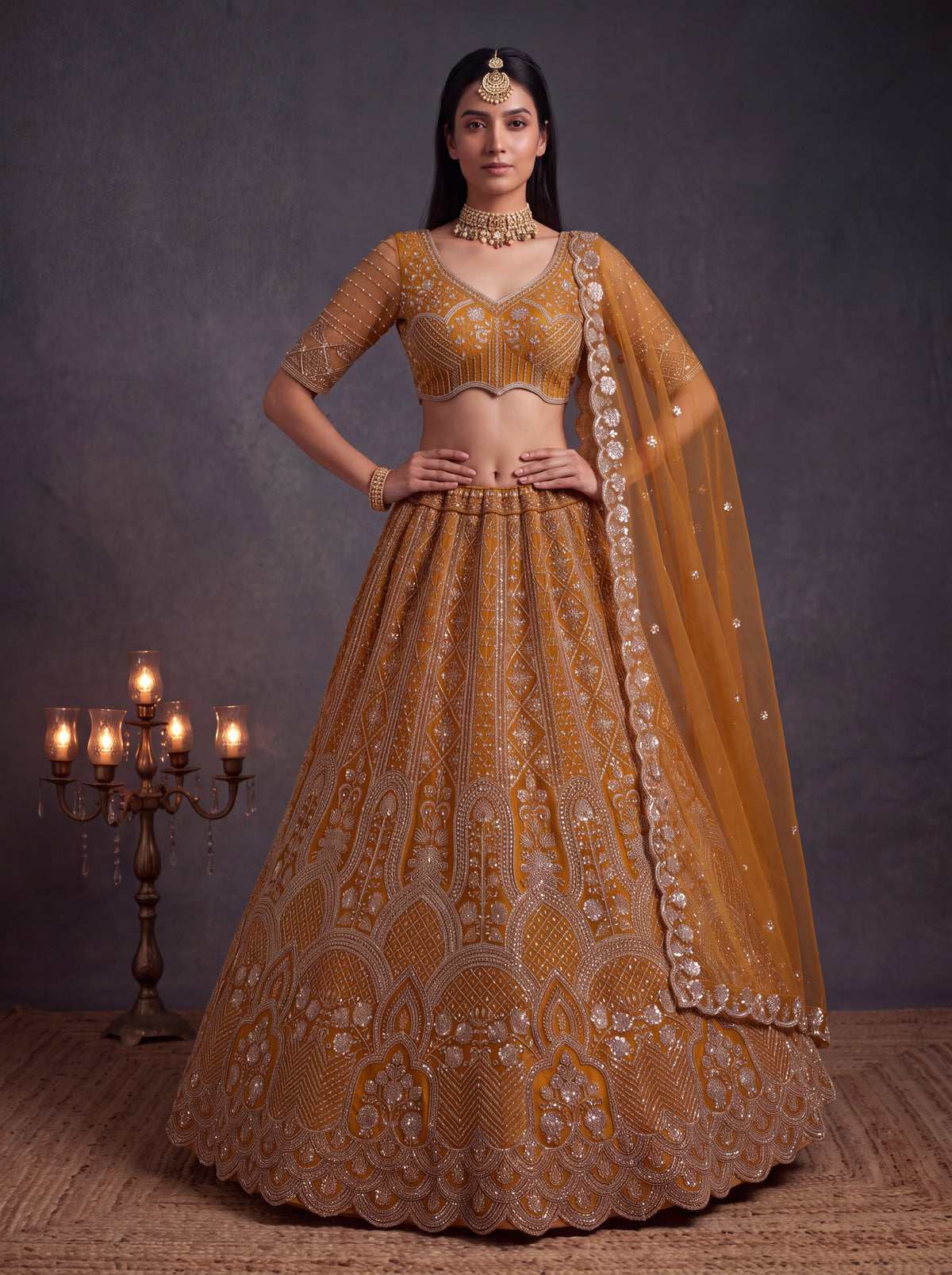 Elegant Rust Designer Wedding Wear Lehenga Choli