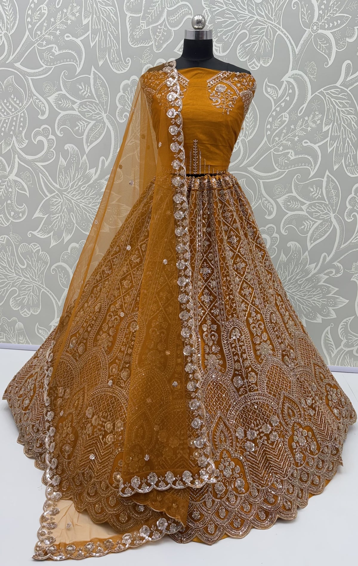 Elegant Rust Designer Wedding Wear Lehenga Choli