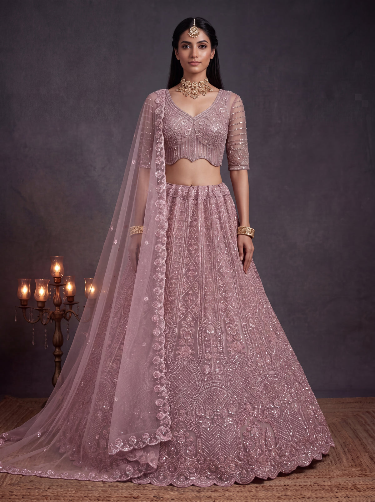 Gorgeous Pink Designer Wedding Wear Lehenga Choli