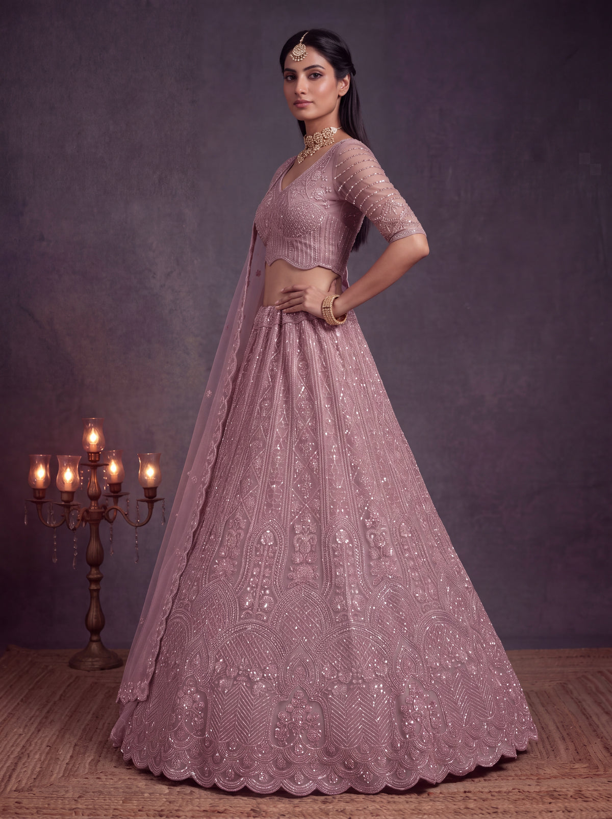 Gorgeous Pink Designer Wedding Wear Lehenga Choli