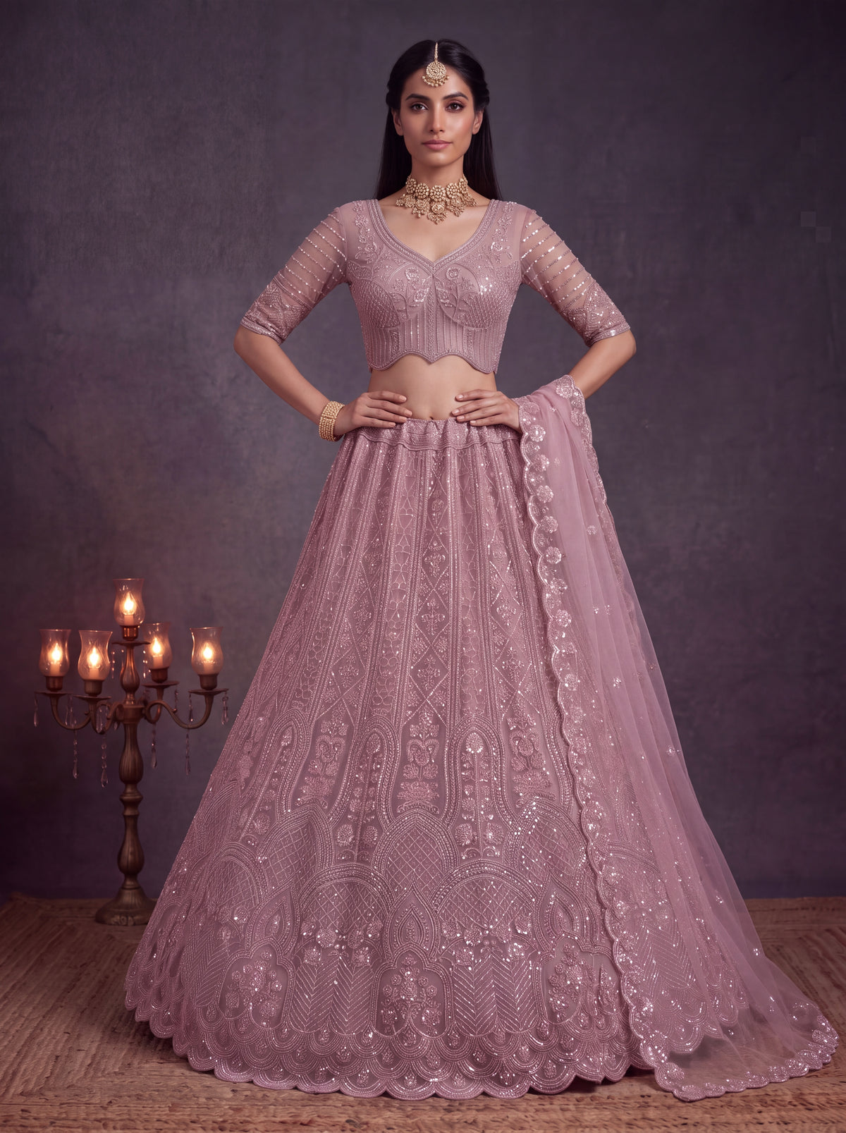 Gorgeous Pink Designer Wedding Wear Lehenga Choli