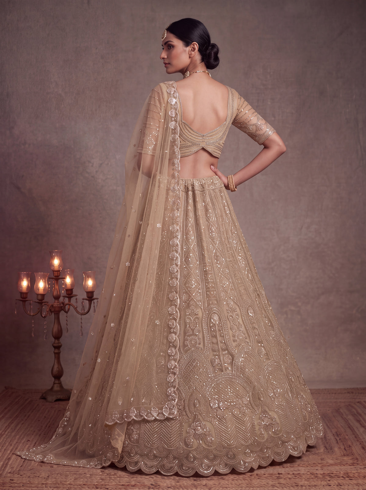 Beautiful Chikoo Designer Wedding Wear Lehenga Choli
