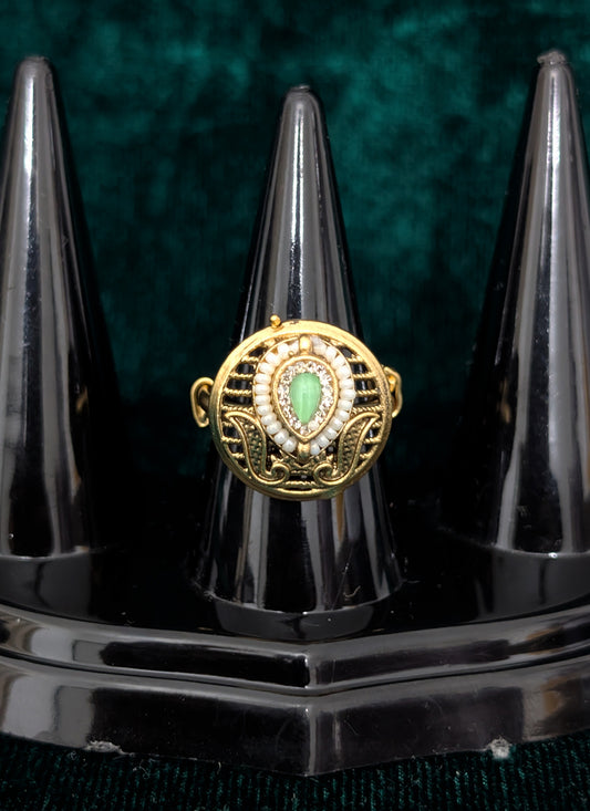 Sea Green Stone and Pearl Ring For Women