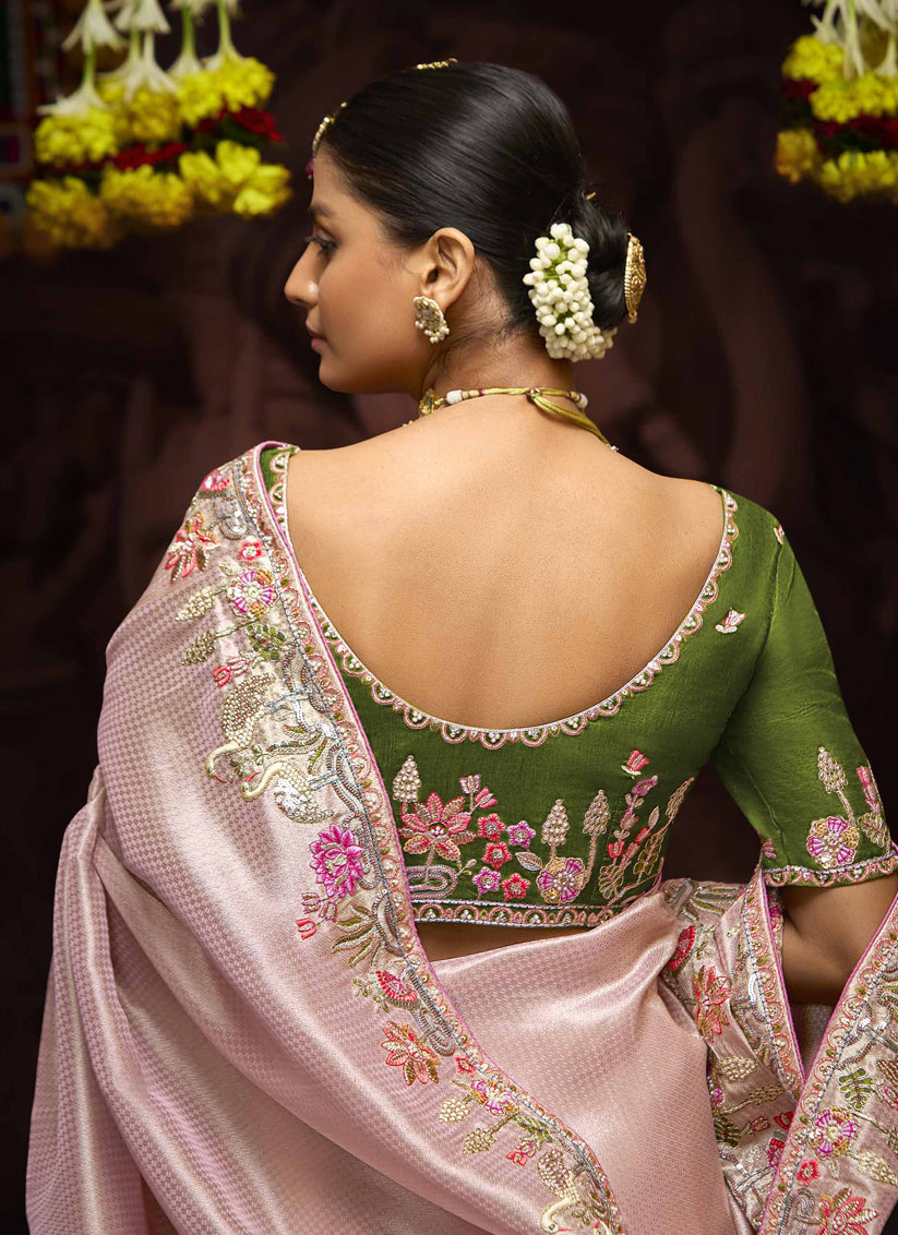 Blush Pink Pure Banarasi Kanjivaram Saree for Wedding