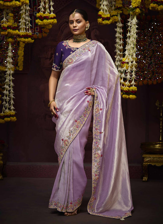 Lilac Pure Banarasi Kanjivaram Saree for Wedding