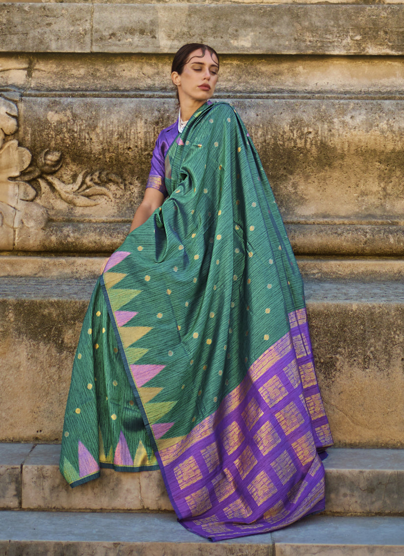 Rama Green Art Silk Handllom Woven Saree