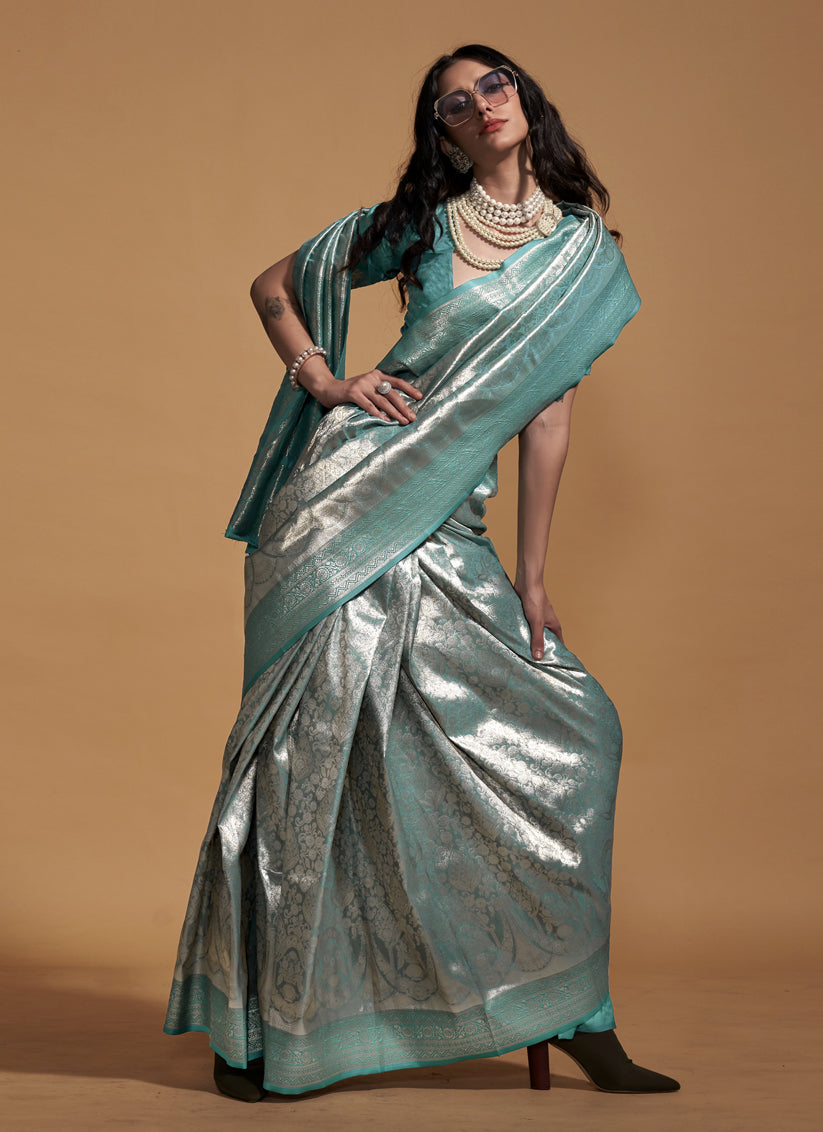 Rama Green Kanjivaram Silk Hand Woven Saree