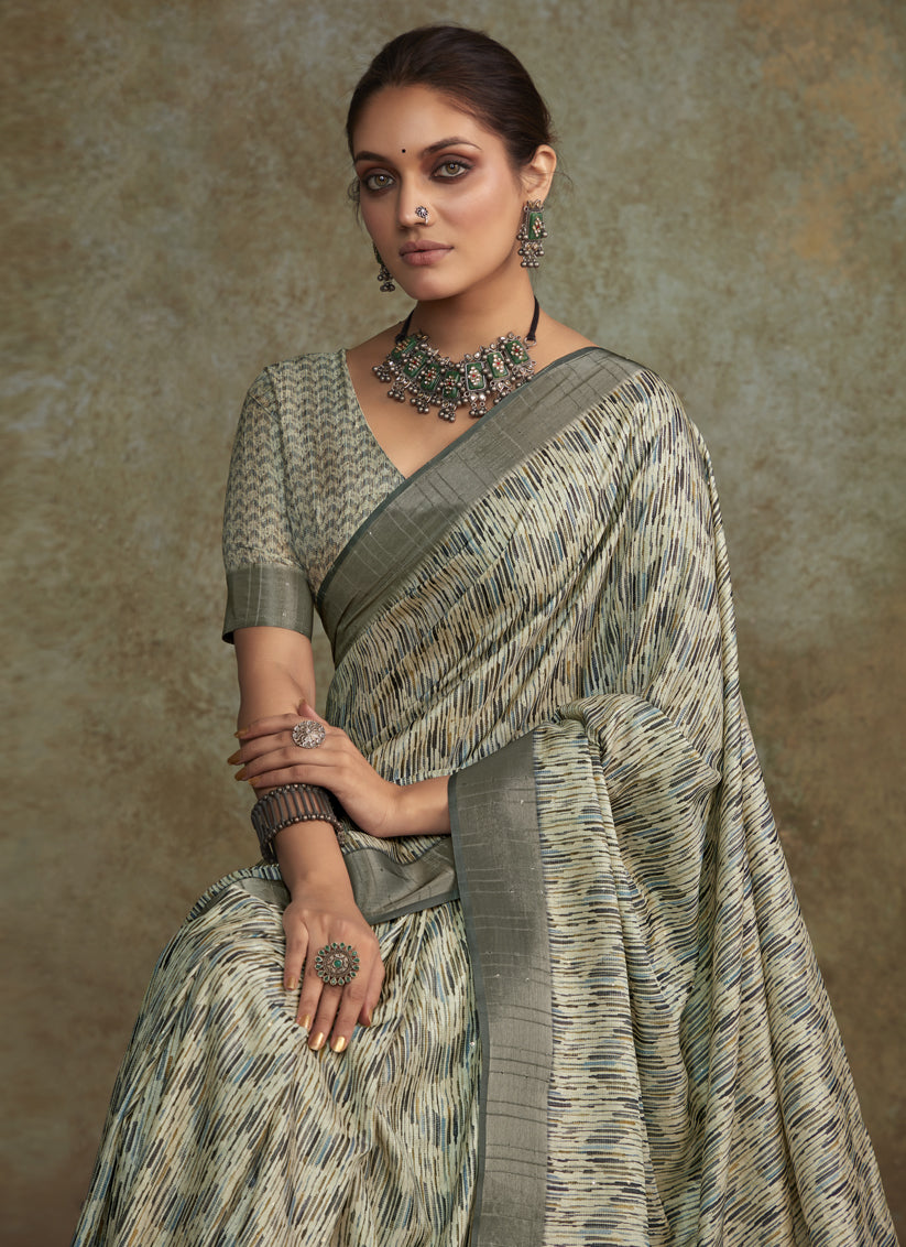 Multicolor Handloom Silk Printed Saree