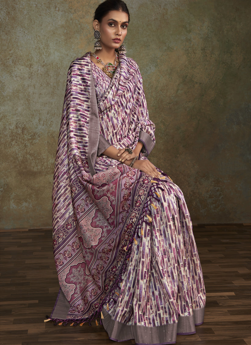 Multicolor Handloom Silk Printed Saree