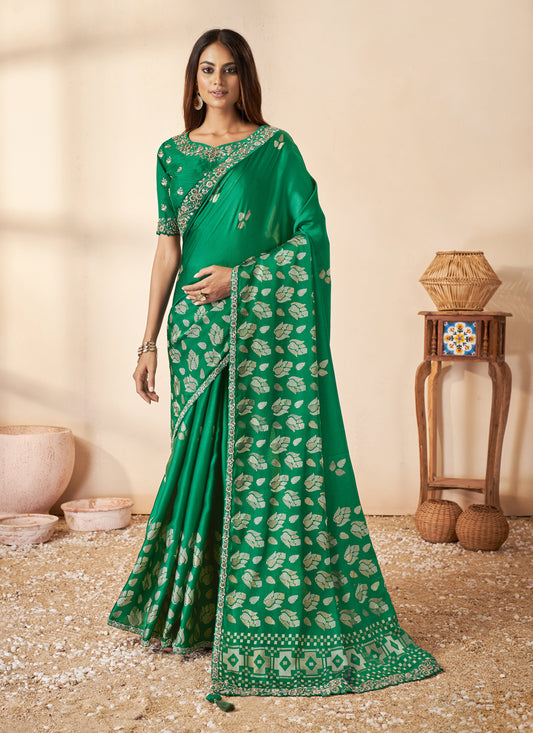 Green Silk Weaving Designer Saree