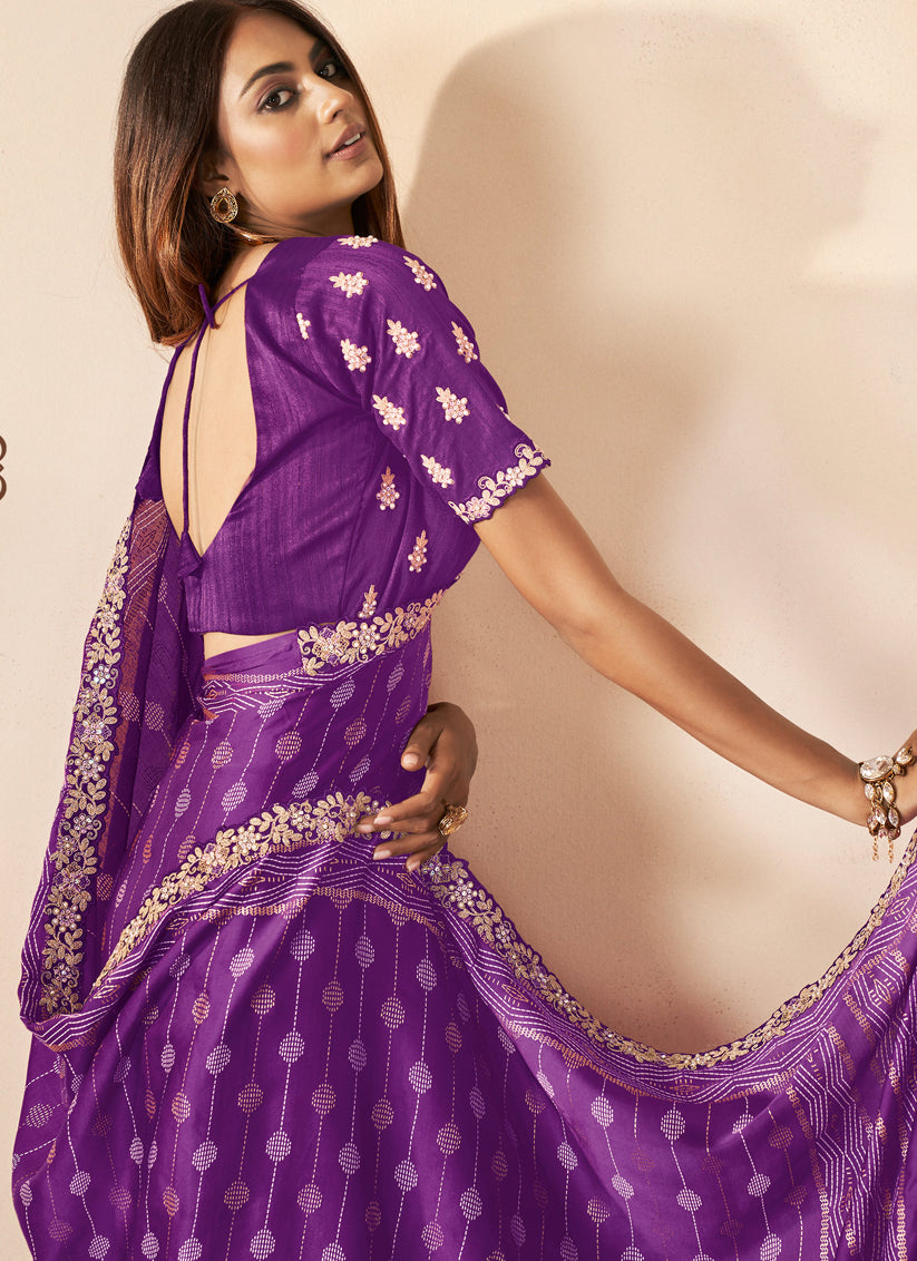 Purple Silk Weaving Designer Saree