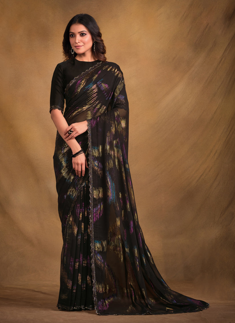 Black Designer Zari Jacquard Saree