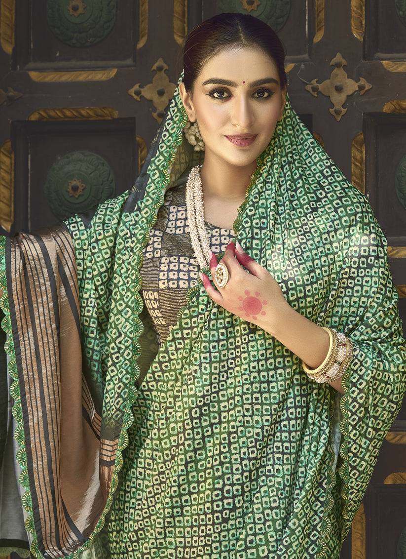 Emerald Green Gajji Silk Designer Saree for Wedding