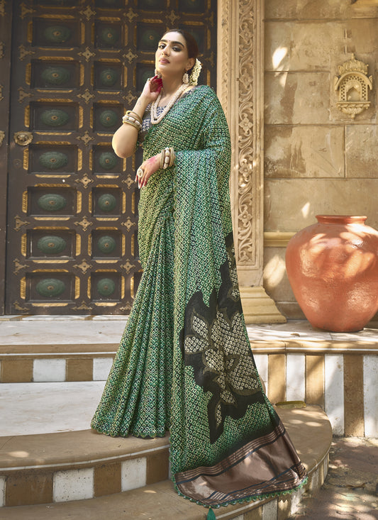 Emerald Green Gajji Silk Designer Saree for Wedding