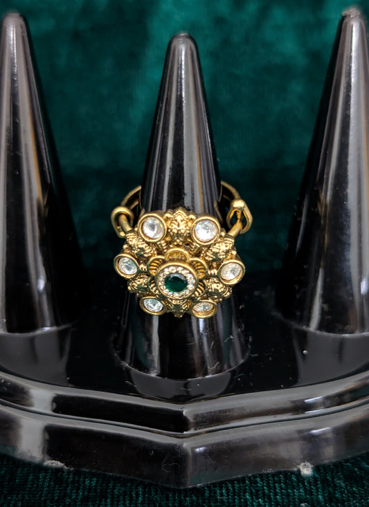 Green Diamond & Gemstone Ring For Women