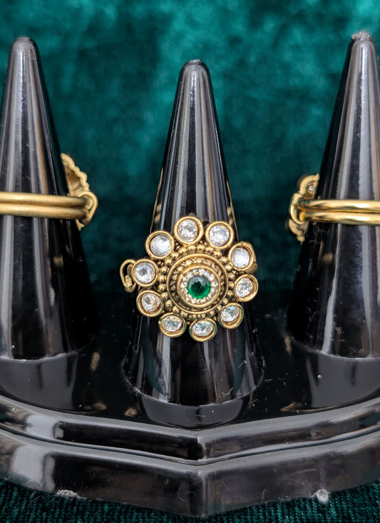 Green Diamond & Gemstone Ring For Women