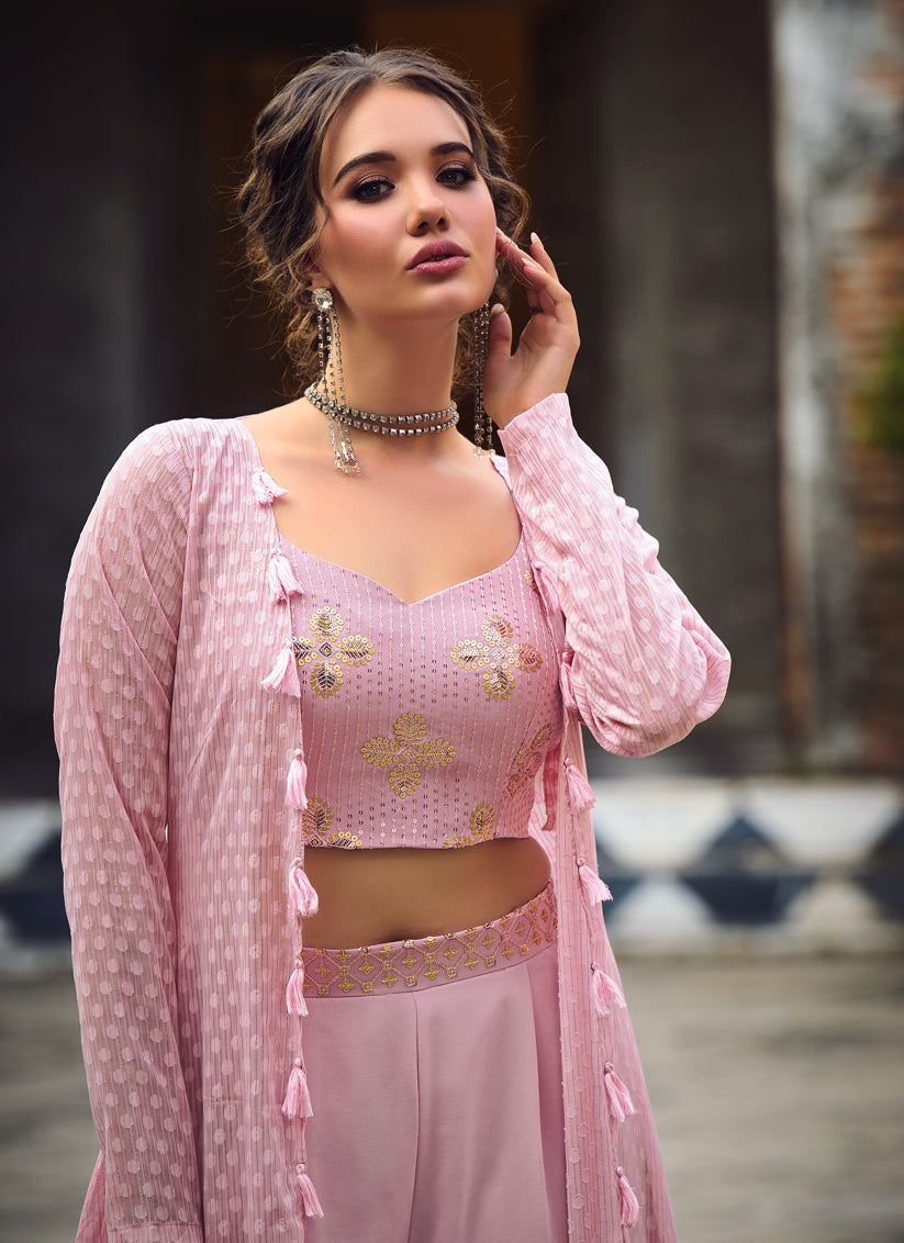 Pink Georgette Designer Indowestern