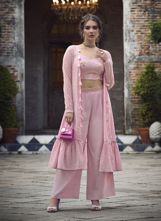Pink Georgette Designer Indowestern