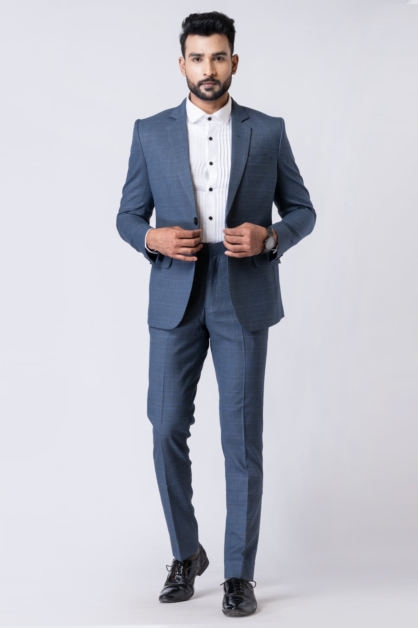Light Navy Blue Men’s Classic 2-Piece Business Suit