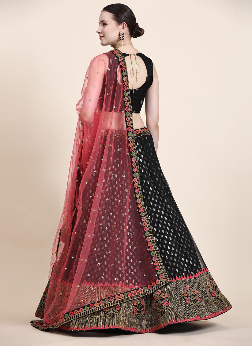 Black Net Bridal Lehenga Choli