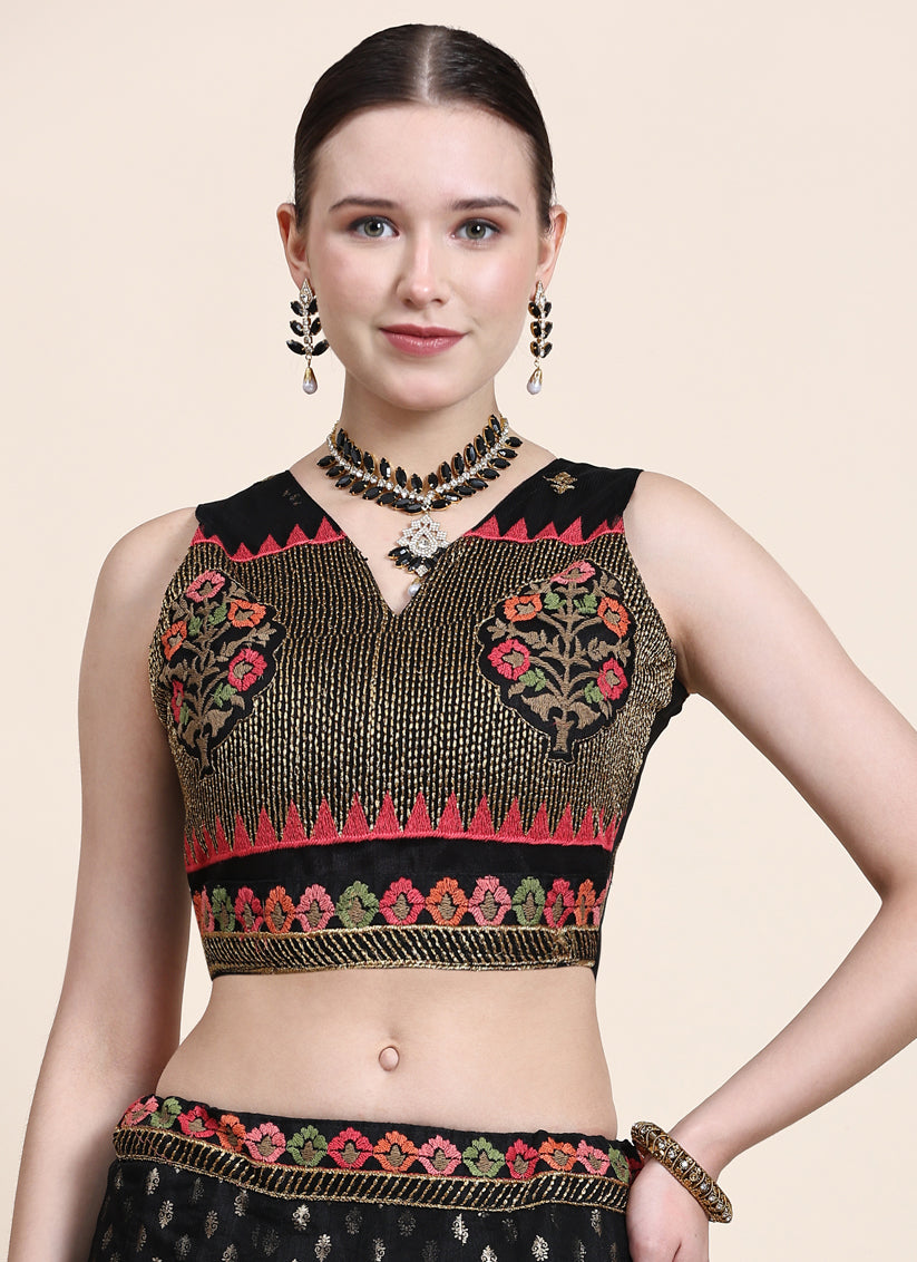 Black Net Bridal Lehenga Choli