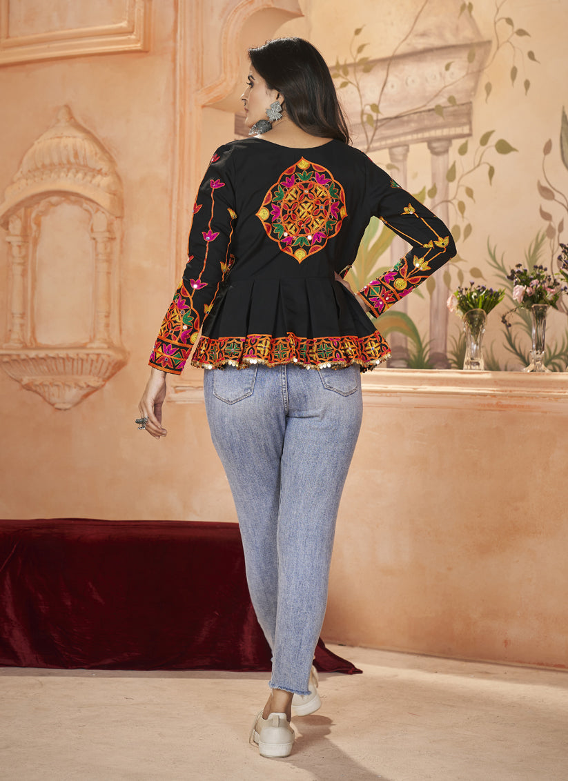 Black Embroidered Festival Tunic