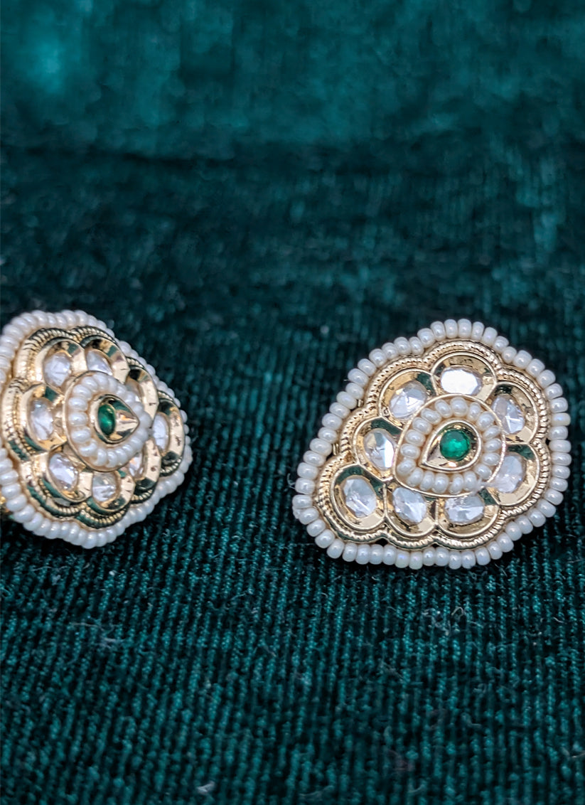 Fine Green Pearl Kundan Tops