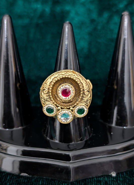 Green & Magenta Diamond & Gemstone Ring For Women