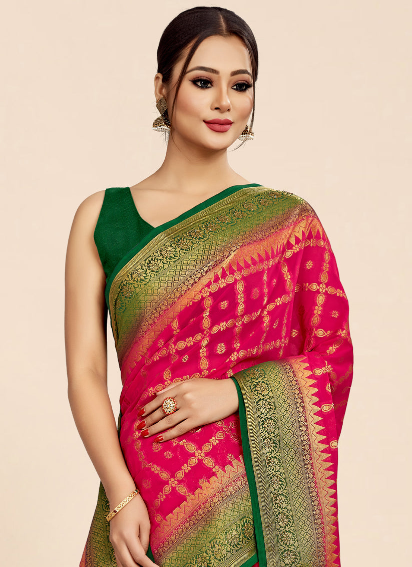 Pink Viscose Georgette Designer Saree