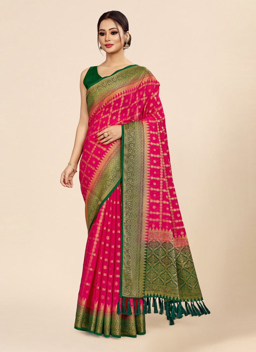 Pink Viscose Georgette Designer Saree